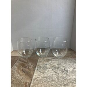 Set of 3 Clear Glass Wine Glasses Stemware Elegant Goblets